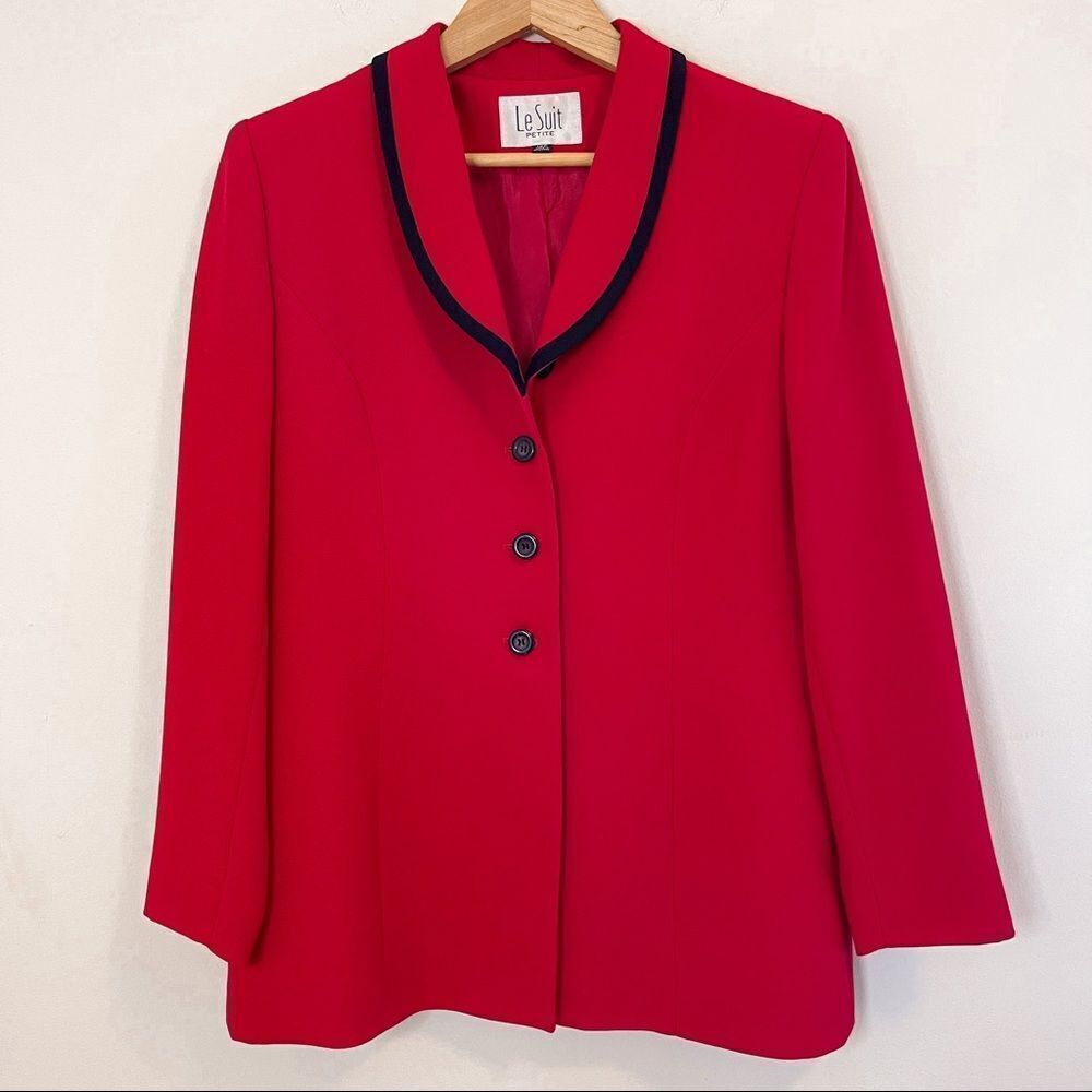 Vintage Le Suit Petite Red‎ Blazer 12P